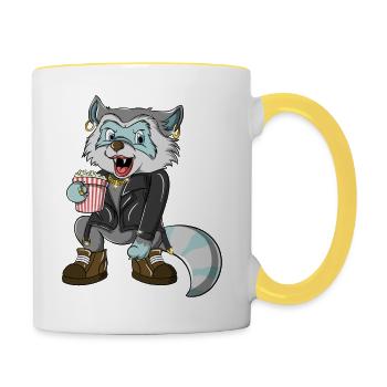 Monica, Racoon - Tasse zweifarbig - Weiß/Gelb - Rechts