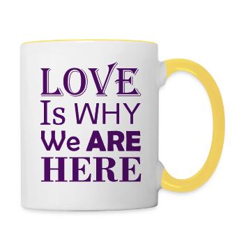 Love Purple - Mug contrasté - blanc/jaune - Droite