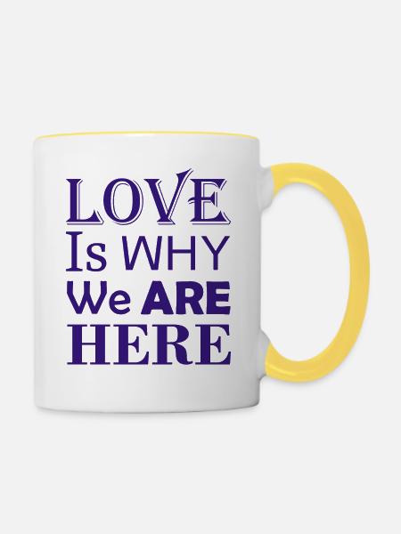Love Blue - Mug contrasté - blanc/jaune