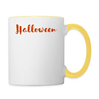 citrouille terrifiante triste d'halloween - Mug contrasté - blanc/jaune - Droite