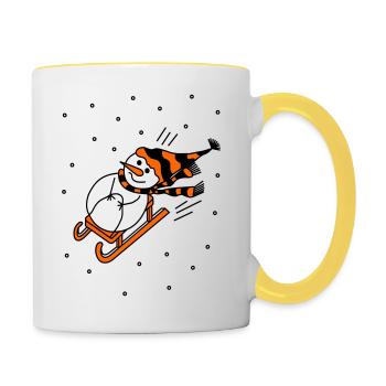 Sleigh Riding Snowman - Contrasting Mug - white/yellow - Right