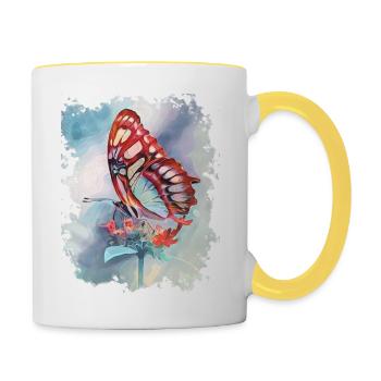 Schmetterling - Tasse zweifarbig - Weiß/Gelb - Rechts