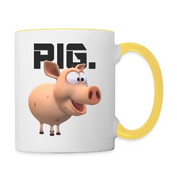Pig Animal Funny - Contrasting Mug - white/yellow - Right