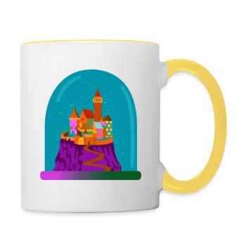 Boule à neige de Noël - Mug contrasté - blanc/jaune - Droite