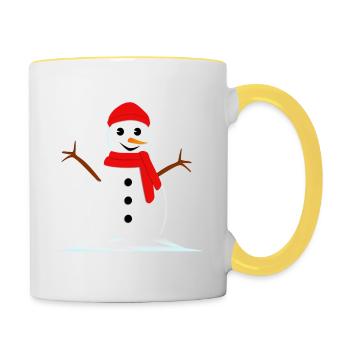 Snowman Winter Christmas - Contrasting Mug - white/yellow - Right