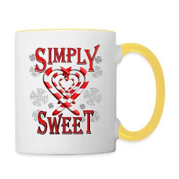 Simply sweet mit Zuckerstange Herzchen - Tasse zweifarbig - Weiß/Gelb - Rechts