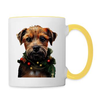 Noël Border Terrier - Mug contrasté - blanc/jaune - Droite