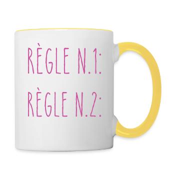 Règle Maman a toujours raison cadeau femme humour - Mug contrasté - blanc/jaune - Droite