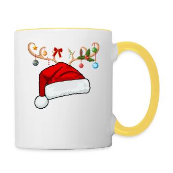 Lettre H bonnet de Noël - Mug contrasté - blanc/jaune - Droite