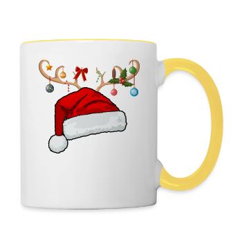 Lettre M bonnet de Noël - Mug contrasté - blanc/jaune - Droite