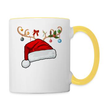 Buchstabe P Weihnachtsmütze - Tasse zweifarbig - Weiß/Gelb - Rechts