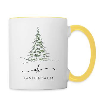 Oh Tannenbaum fröhliches Weihnachtsdesign - Tasse zweifarbig - Weiß/Gelb - Rechts