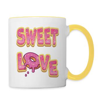 Sweet Love Donut Fastnachtsküchle Kräppel - Contrasting Mug - white/yellow - Right
