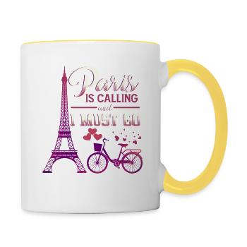 I love Paris France holidays - Contrasting Mug - white/yellow - Right