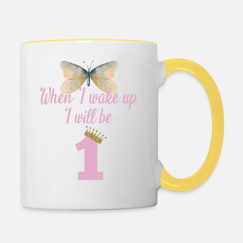 When i wake up i will be 1 - Contrasting Mug - white/yellow