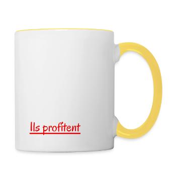 Je participe cadeau original - Mug contrasté - blanc/jaune - Droite