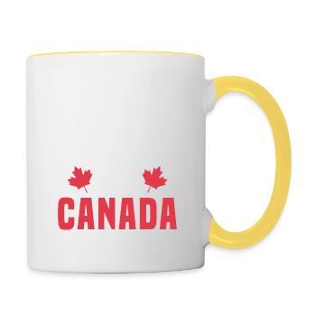 J'men fous je me barre au canada - Mug contrasté - blanc/jaune - Droite