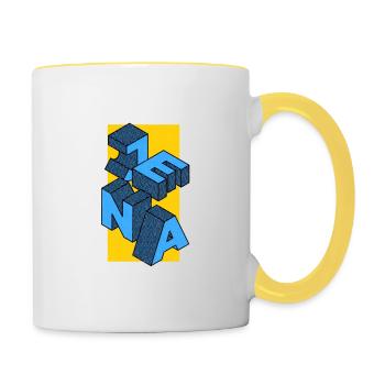 Ostthüringen Merch - Jena in Blöcken - Tasse zweifarbig - Weiß/Gelb - Rechts