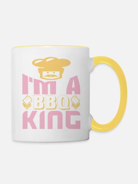 ICH BIN EIN BBQ-KÖNIG - Tasse zweifarbig - Weiß/Gelb