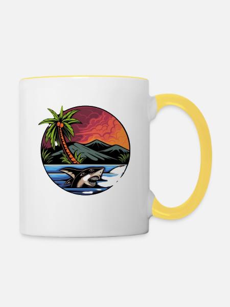 Tropische Reisen - Tasse zweifarbig - Weiß/Gelb