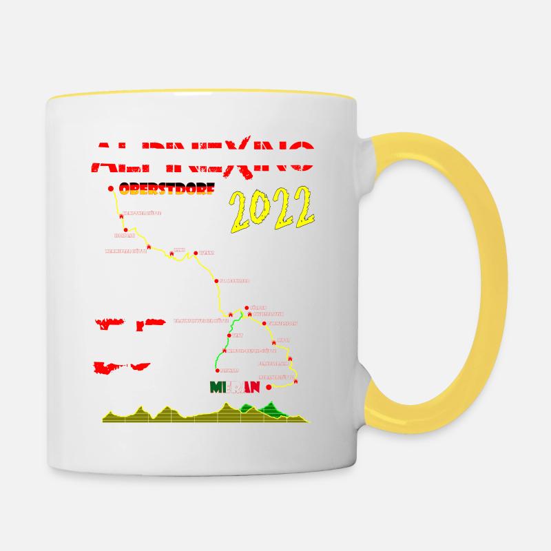 E5 Oberstdorf Merano 2022 (Garantie du prix le plus bas) - Mug contrasté - blanc/jaune
