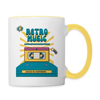 Musique rétro / Années 90 / Cassettes Print Iconic - Mug contrasté - blanc/jaune - Droite