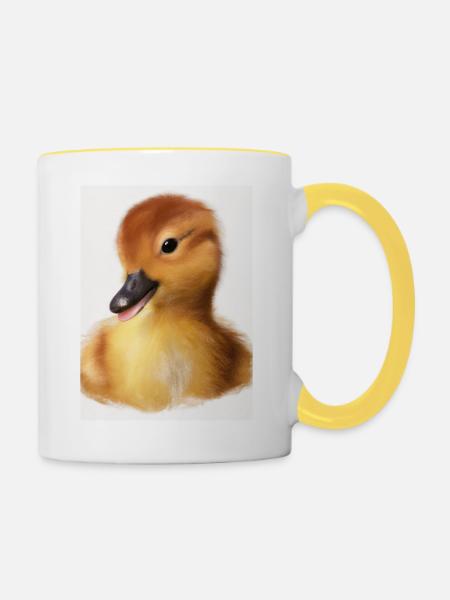 Baby Ente - Nutztier - Tasse zweifarbig - Weiß/Gelb