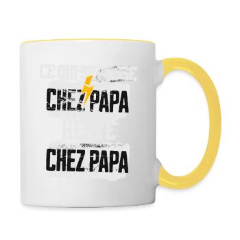 Ce qui se passe chez papa reste chez papa !! - Mug contrasté - blanc/jaune - Droite