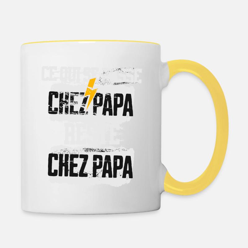 Ce qui se passe chez papa reste chez papa !! - Mug contrasté - blanc/jaune