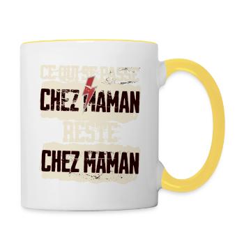Ce qui se passe chez maman reste chez maman !! - Mug contrasté - blanc/jaune - Droite