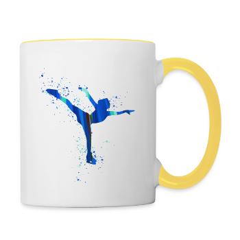 Patinage sur glace,Patinage artistique,Patinage artistique,Graffiti - Mug contrasté - blanc/jaune - Droite