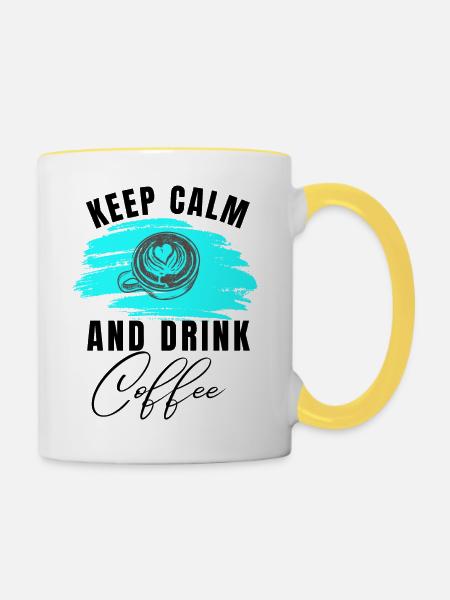Kaffee enstpannt die Nerven - Tasse zweifarbig - Weiß/Gelb