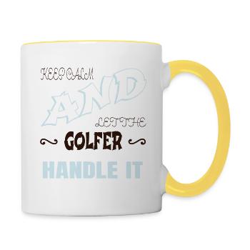 funny boysgolf funny sayings cutegolf girlsgolf - Contrasting Mug - white/yellow - Right