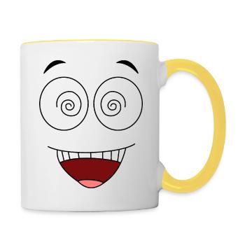 Visage fou - Mug contrasté - blanc/jaune - Droite