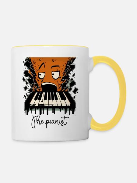 Der Pianist - Tasse zweifarbig - Weiß/Gelb