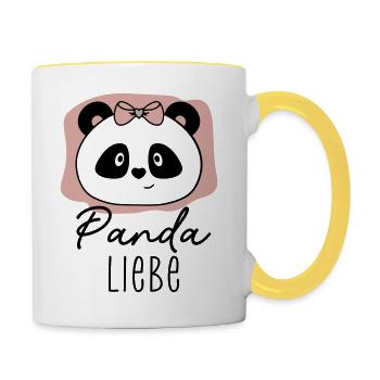 Panda Liebe - Tasse zweifarbig - Weiß/Gelb - Rechts