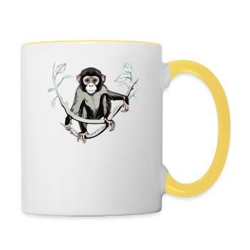 Willkommen im Dschungel - Tasse zweifarbig - Weiß/Gelb - Rechts