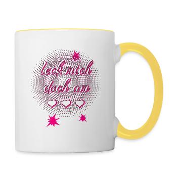 leck mich doch am ... pink - Tasse zweifarbig - Weiß/Gelb - Rechts