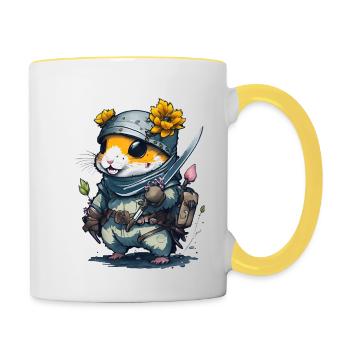 Mit diesem Design wirst du zum Ninja Hamster - Tasse zweifarbig - Weiß/Gelb - Rechts