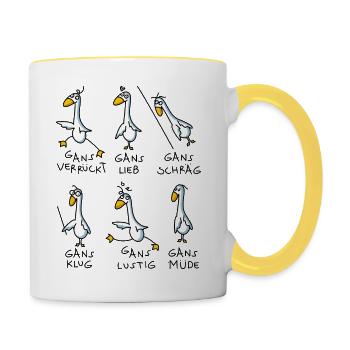 Gans lustig - Tasse zweifarbig - Weiß/Gelb - Rechts