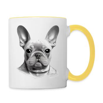 Chiens Chien Bouledogue Français Dog Propriétaire - Mug contrasté - blanc/jaune - Droite