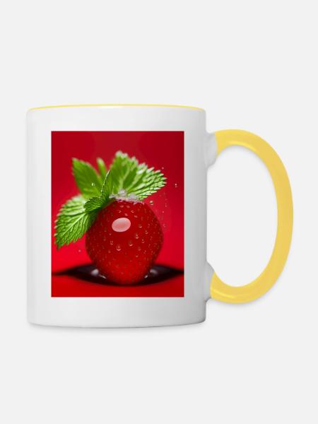 Strawberry - Tasse zweifarbig - Weiß/Gelb