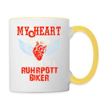 Ruhrpott Biker My Heart - Tasse zweifarbig - Weiß/Gelb - Rechts
