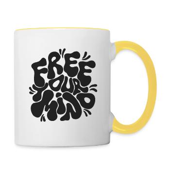 Libérez votre - Mug contrasté - blanc/jaune - Droite