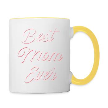 Mothers Day Best Mom Ever Gifts From Daughter Son - Contrasting Mug - white/yellow - Right