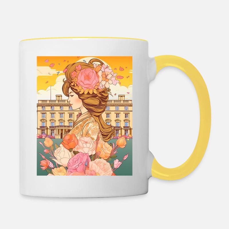 Regal Reverie: Georgian Style Elegance - Contrasting Mug - white/yellow