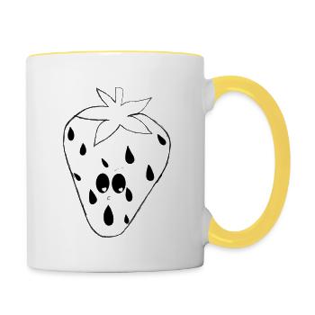 Sally Fraise ~ Kawaiiluv | Original par. MMJ49 - Mug contrasté - blanc/jaune - Droite