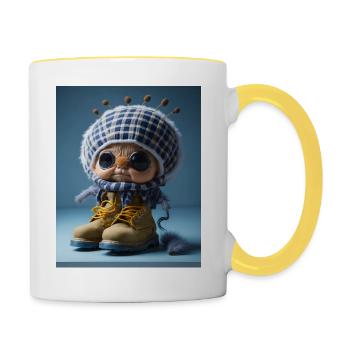 Cute Scottish spider - Contrasting Mug - white/yellow - Right