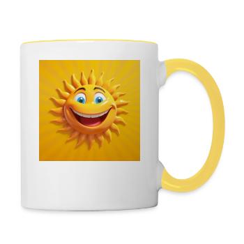 Lachende Sonne - Tasse zweifarbig - Weiß/Gelb - Rechts