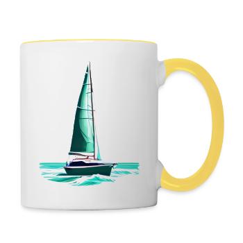 Sailing Ship Sailing Sailboat Sailing Sailing Sailor - Contrasting Mug - white/yellow - Right